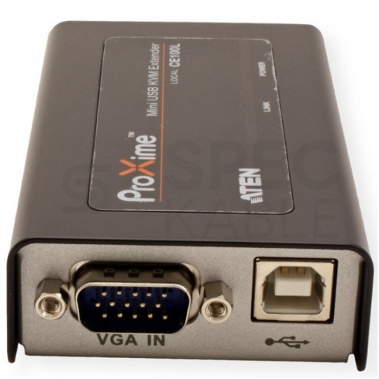 ATEN Przedłużacz KVM 100m VGA+USB na kabel LAN kat.5e (skrętkę) Konwerter aktywny VGA + 2xUSB -> LAN -> VGA + USB typ B Komplet (nadajnik TX + odbiornik RX)