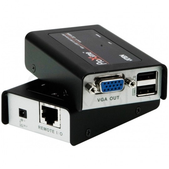 ATEN Przedłużacz KVM 100m VGA+USB na kabel LAN kat.5e (skrętkę) Konwerter aktywny VGA + 2xUSB -> LAN -> VGA + USB typ B Komplet (nadajnik TX + odbiornik RX)