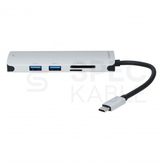 AUDA Adapter USB C (m)-> HDMI(ż) 4K + 2x USB A(ż) 3.0 + USB C (ż) + czytnik kart SD/TF i Micro SD 15cm