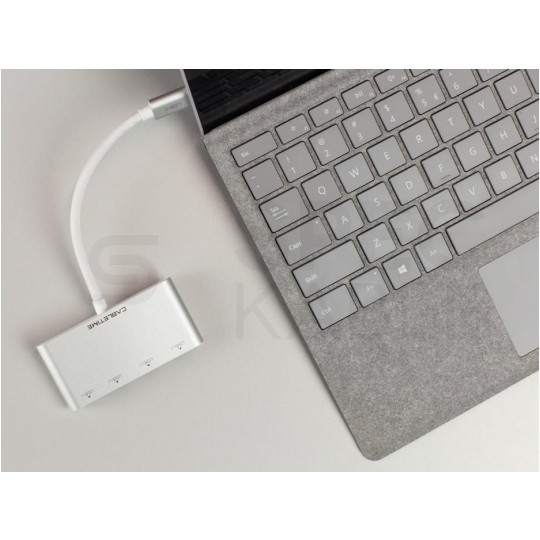 AUDA CableTime Adapter 4w1 Hub USB 3.1 typ-C -> 3x USB 3.0 A + USB 3.1 typ-C (20V/3A) srebrny 15cm