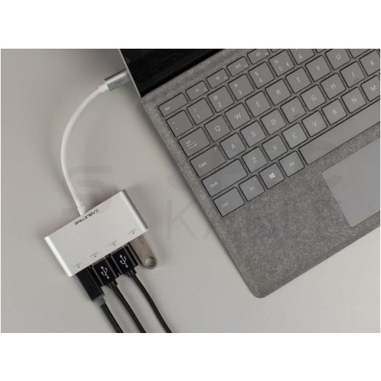 AUDA CableTime Adapter 4w1 Hub USB 3.1 typ-C -> 3x USB 3.0 A + USB 3.1 typ-C (20V/3A) srebrny 15cm
