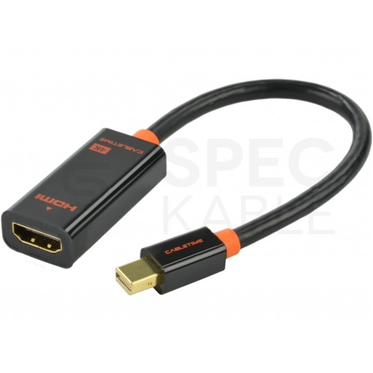 AUDA CableTime Adapter mini DisplayPort -> HDMI 4K@30 (wtyk / gniazdo) czarny 23cm