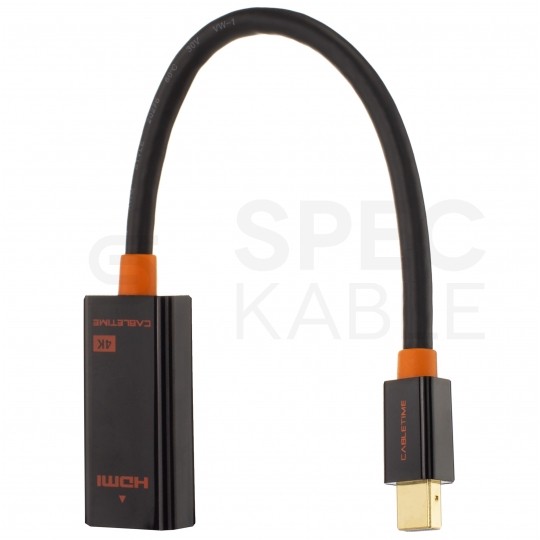AUDA CableTime Adapter mini DisplayPort -> HDMI 4K@30 (wtyk / gniazdo) czarny 23cm