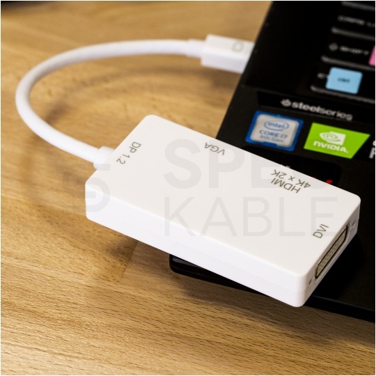 AUDA CableTime Adapter mini DisplayPort -> HDMI + SVGA (D-Sub 15-pin) + DVI-I (24+5pin) Full HD (wtyk / 3x gniazdo)