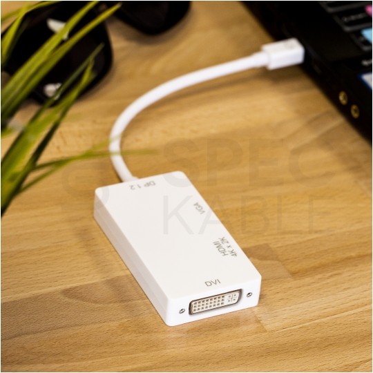 AUDA CableTime Adapter mini DisplayPort -> HDMI + SVGA (D-Sub 15-pin) + DVI-I (24+5pin) Full HD (wtyk / 3x gniazdo)