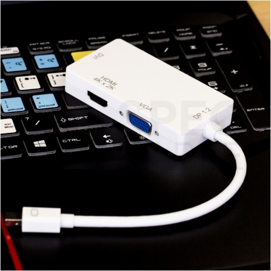 AUDA CableTime Adapter mini DisplayPort -> HDMI + SVGA (D-Sub 15-pin) + DVI-I (24+5pin) Full HD (wtyk / 3x gniazdo)