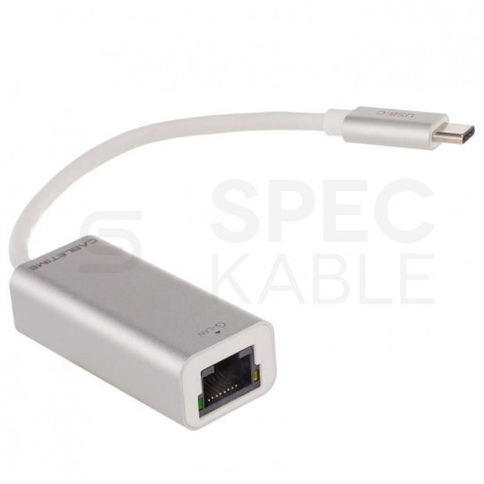 AUDA CableTime Adapter sieciowy USB 3.1 typ-C / Gigabit Ethernet RJ45 [8p8c] (wtyk / gniazdo) srebrny 15cm