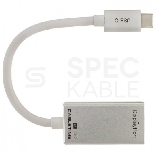 AUDA CableTime Adapter USB 3.1 typ-C -> DisplayPort 4K@60 (wtyk / gniazdo) srebrny 15cm