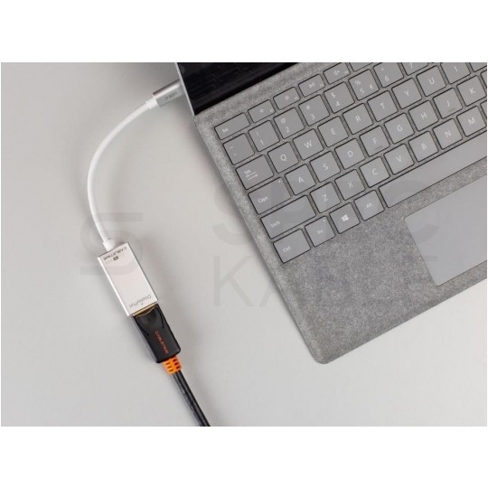 AUDA CableTime Adapter USB 3.1 typ-C -> DisplayPort 4K@60 (wtyk / gniazdo) srebrny 15cm