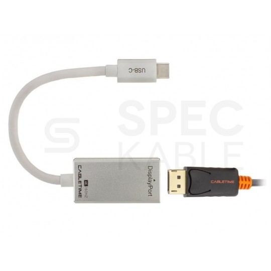 AUDA CableTime Adapter USB 3.1 typ-C -> DisplayPort 4K@60 (wtyk / gniazdo) srebrny 15cm