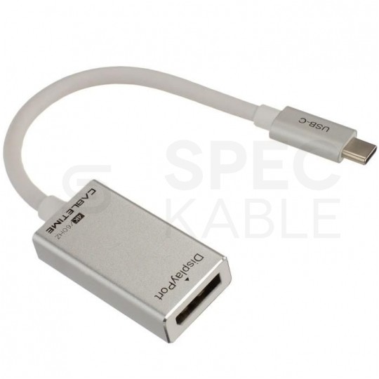 AUDA CableTime Adapter USB 3.1 typ-C -> DisplayPort 4K@60 (wtyk / gniazdo) srebrny 15cm