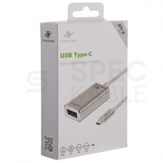 AUDA CableTime Adapter USB 3.1 typ-C -> DisplayPort 4K@60 (wtyk / gniazdo) srebrny 15cm