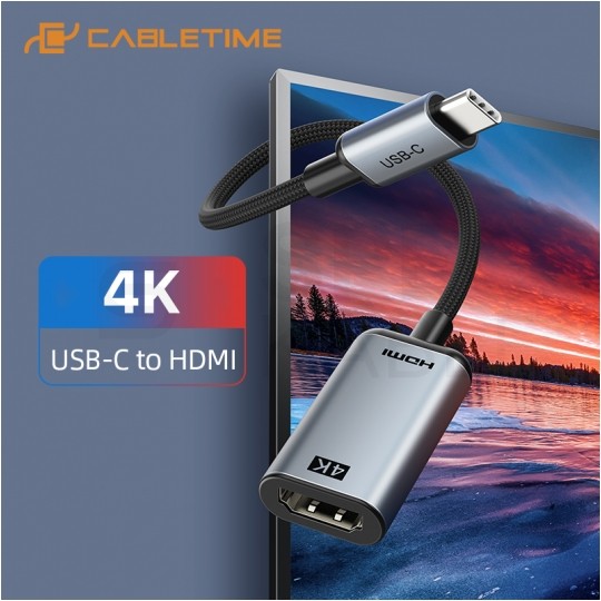 AUDA CableTime Adapter USB 3.1 typ-C -> HDMI 4K@30 (wtyk / gniazdo) szary 15cm