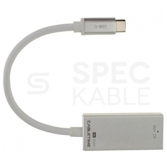 AUDA CableTime Adapter USB 3.1 typ-C -> mini DisplayPort 4K@60 (wtyk / gniazdo) srebrny 15cm