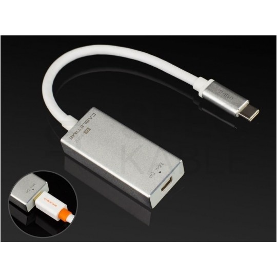 AUDA CableTime Adapter USB 3.1 typ-C -> mini DisplayPort 4K@60 (wtyk / gniazdo) srebrny 15cm