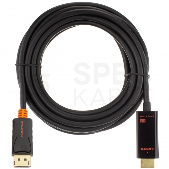 AUDA CableTime Kabel DisplayPort 1.2 / HDMI FHD@60 (wtyk / wtyk) czarny 3m