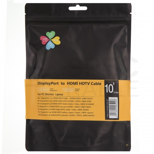 AUDA CableTime Kabel DisplayPort 1.2 / HDMI FHD@60 (wtyk / wtyk) czarny 3m