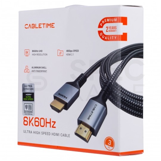 AUDA CableTime Kabel HDMI 2.1 8K Ultra High Speed CERTYFIKOWANY 8K@60 4K@120 2m