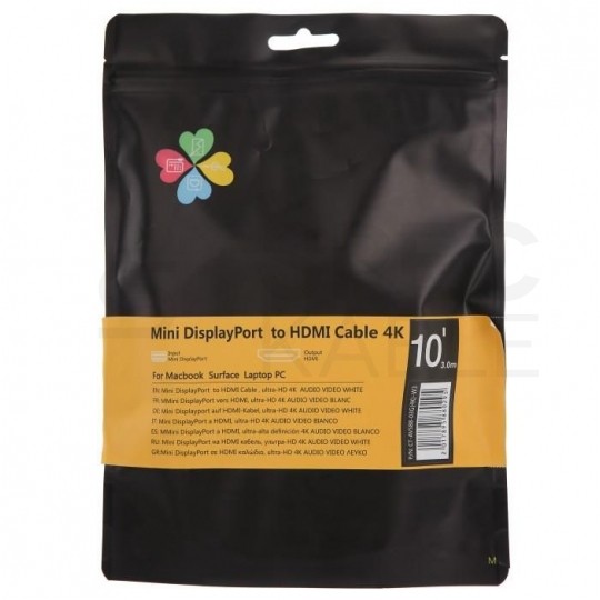 AUDA CableTime Kabel mini Displayport 1.2 / HDMI 4K@30 (wtyk / wtyk) biały 3m