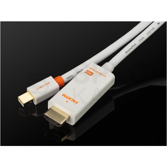 AUDA CableTime Kabel mini DisplayPort 1.2 / HDMI FHD@60 (wtyk / wtyk) biały 1,8m