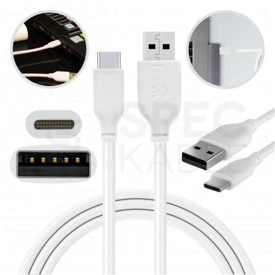 AUDA CableTime Kabel USB 2.0 typ-C / A (wtyk / wtyk) Quick Charge 3.0 3A biały 1m