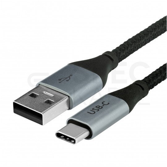 AUDA CableTime Kabel USB 2.0 typ-C / A (wtyk / wtyk) Quick Charge 4.0 3A czarny-nikiel 0.5m