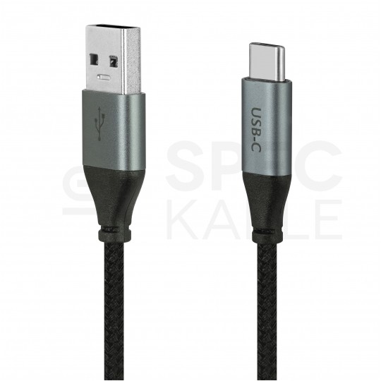 AUDA CableTime Kabel USB 2.0 typ-C / A (wtyk / wtyk) Quick Charge 4.0 3A czarny-nikiel 1.8m