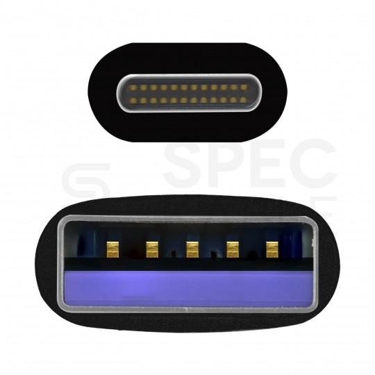 AUDA CableTime Kabel USB 2.0 typ-C / A (wtyk / wtyk) Quick Charge 4.0 5A czarny-nikiel 1.5m