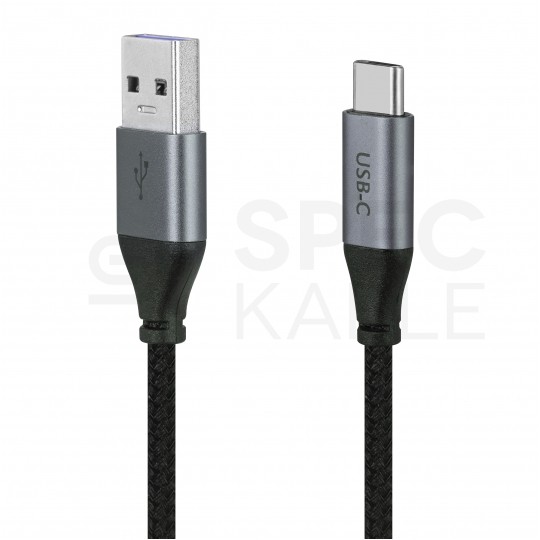 AUDA CableTime Kabel USB 2.0 typ-C / A (wtyk / wtyk) Quick Charge 4.0 5A czarny-nikiel 1.5m