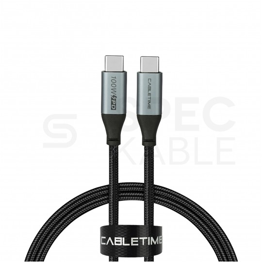 AUDA CableTime Kabel USB 2.0 typ-C (wtyk / wtyk) Quick Charge 4.0 Power Delivery 2.0 (5A 100W) czarny-nikiel 2m