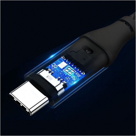 AUDA CableTime Kabel USB 2.0 typ-C (wtyk / wtyk) Quick Charge 4.0 Power Delivery 2.0 (5A 100W) czarny-nikiel 2m