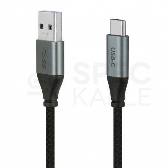 AUDA CableTime Kabel USB 3.0 typ-C / A (wtyk / wtyk) Quick Charge 4.0 2.1A czarny-nikiel 3m