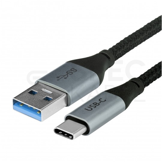 AUDA CableTime Kabel USB 3.0 typ-C / A (wtyk / wtyk) Quick Charge 4.0 2.1A czarny-nikiel 3m