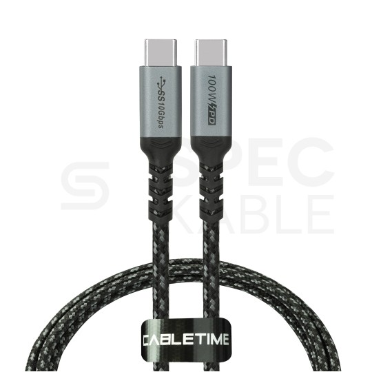 AUDA CableTime Kabel USB 3.1 typ-C (wtyk / wtyk) Quick Charge 4.0 Power Delivery 2.0 (5A 100W) 4K@60 czarny-nikiel 1m