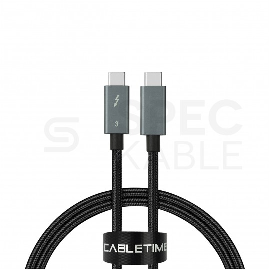 AUDA CableTime Kabel USB typ-C ThunderBolt 3 (wtyk / wtyk) Power Delivery 2.0 (5A 100W) 5K@60 czarny 0.5m
