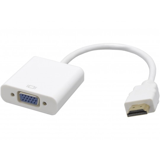 AUDA Optimum Adapter HDMI -> SVGA (D-Sub 15-pin) Full HD (wtyk / gniazdo) biały 23cm
