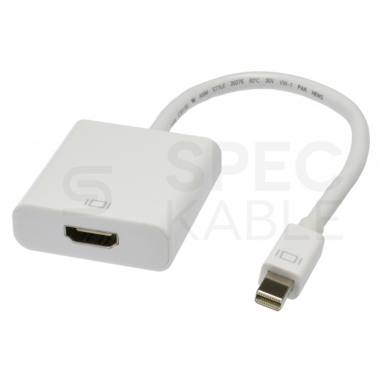 AUDA Optimum Adapter mini DisplayPort -> HDMI Full HD (wtyk / gniazdo) biały 23cm