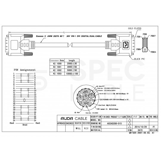 AUDA Optimum Kabel DVI-D Dual Link (24+1) 2K@60 2m