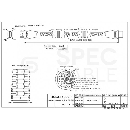 AUDA Optimum Kabel HDMI 1.4 High Speed Full HD 4K@24 15m