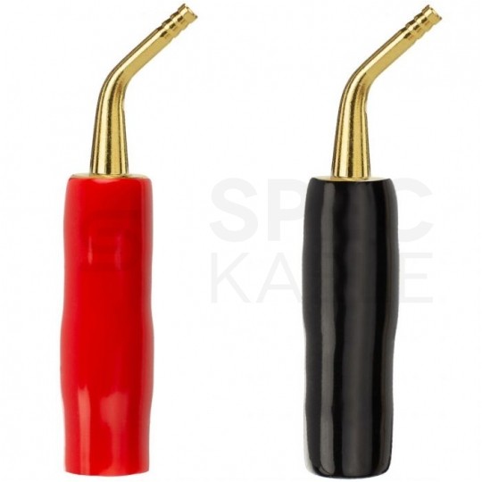 AUDA Optimum Wtyk głośnikowy typu SZPILKA skręcany pozłacany czerwony