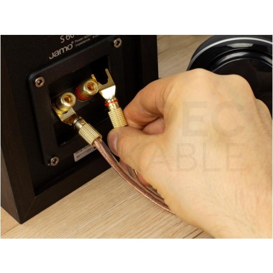 AUDA Optimum Wtyk głośnikowy typu WIDEŁKI skręcany pozłacany czarny