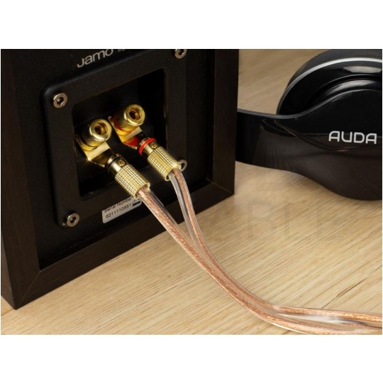 AUDA Optimum Wtyk głośnikowy typu WIDEŁKI skręcany pozłacany czarny