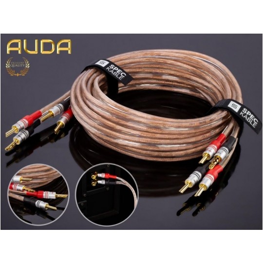 AUDA Premium Bass Komplet 2x Kabel głośnikowy 2x1,5mm2 OFC wtyki bananowe 3m