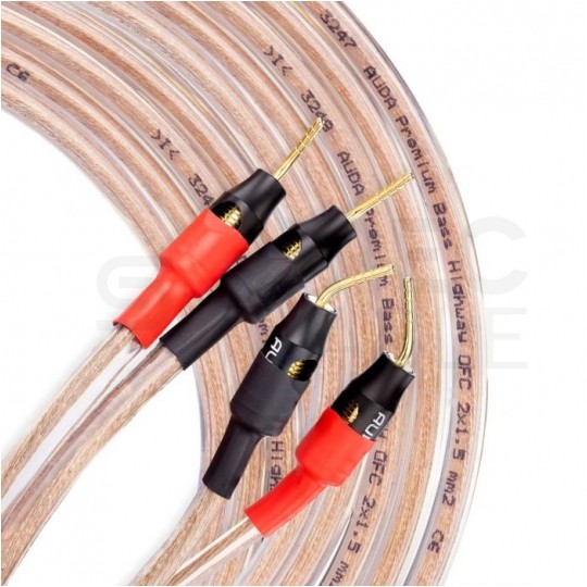 AUDA Premium Bass Komplet 2x Kabel głośnikowy 2x1,5mm2 OFC wtyki szpilkowe 3m