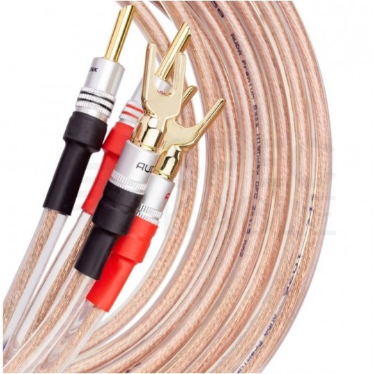 AUDA Premium Bass Komplet 2x Kabel głośnikowy 2x1,5mm2 OFC wtyki widełkowo bananowe 3m