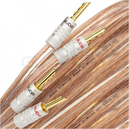 AUDA Premium Bass Komplet 2x Kabel głośnikowy 2x2,5mm2 OFC wtyki bananowe 3m