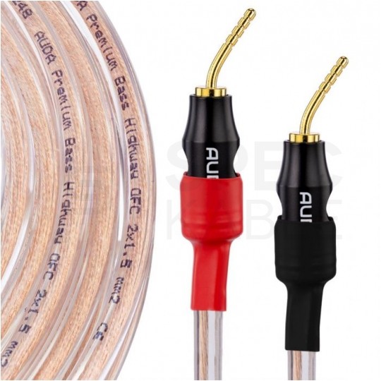 AUDA Premium Bass Komplet 2x Kabel głośnikowy 2x2,5mm2 OFC wtyki szpilkowe 3m