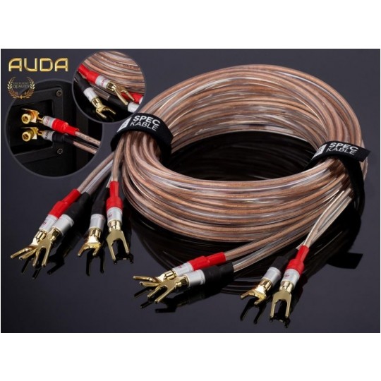 AUDA Premium Bass Komplet 2x Kabel głośnikowy 2x2,5mm2 OFC wtyki widełkowe 3m
