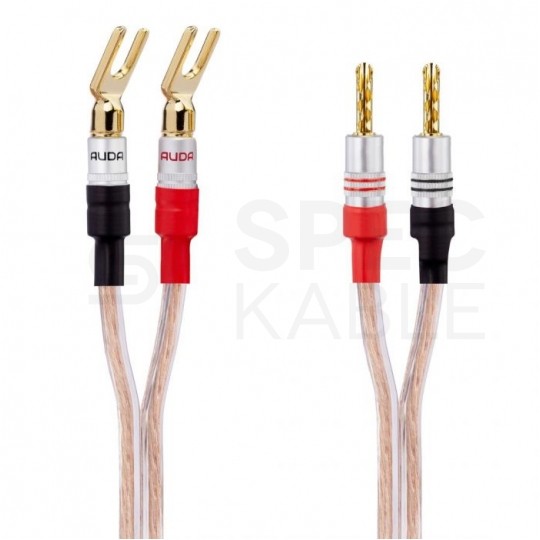 AUDA Premium Bass Komplet 2x Kabel głośnikowy 2x2,5mm2 OFC wtyki widełkowo bananowe 3m