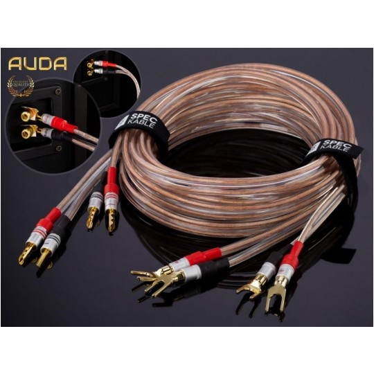 AUDA Premium Bass Komplet 2x Kabel głośnikowy 2x2,5mm2 OFC wtyki widełkowo bananowe 3m